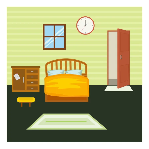 Small Bedroom Illustration Vector White Background — Stock Vector