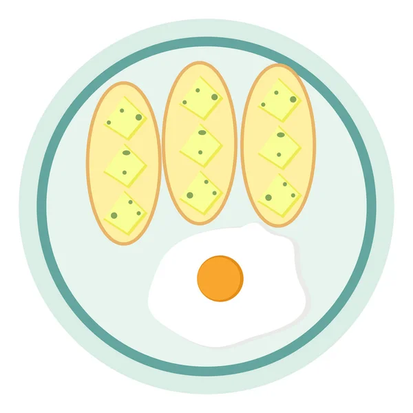 Huevos Tostadas Ilustración Vector Sobre Fondo Blanco — Vector de stock