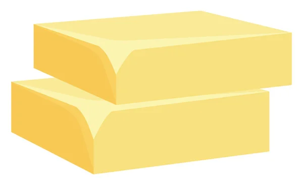 Dwa Bloki Masła Ilustracja Wektor Białym Tle — Wektor stockowy