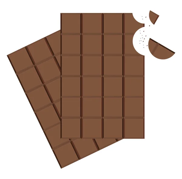 Dos Barras Chocolate Ilustración Vector Sobre Fondo Blanco — Vector de stock