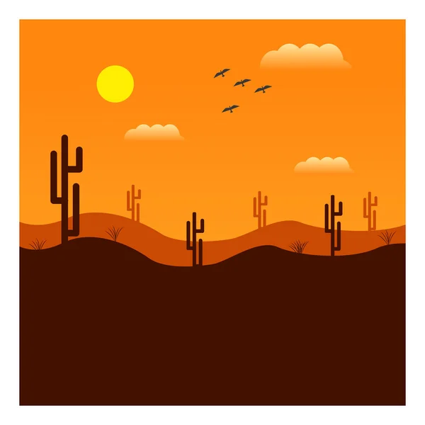 Desert Scen Illustration Vektor Vit Bakgrund — Stock vektor