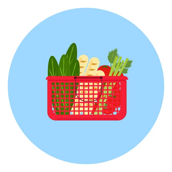 Groceries Basket Illustration Vector White Background — Stock Vector