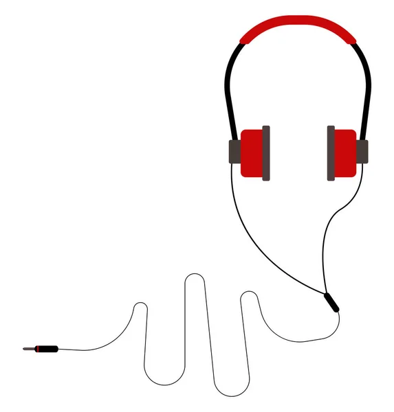 Κόκκινα Ακουστικά Εικονογράφηση Διάνυσμα Λευκό Φόντο — Διανυσματικό Αρχείο