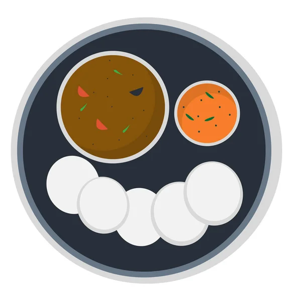 Idli Sambhar Ilustración Vector Sobre Fondo Blanco — Archivo Imágenes Vectoriales