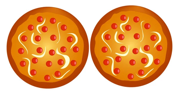Peperoni Pizza Illustration Vektor Auf Weißem Hintergrund — Stockvektor