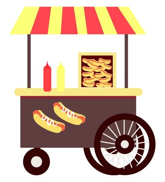 Hotdog Stand Ilustración Vector Sobre Fondo Blanco — Vector de stock