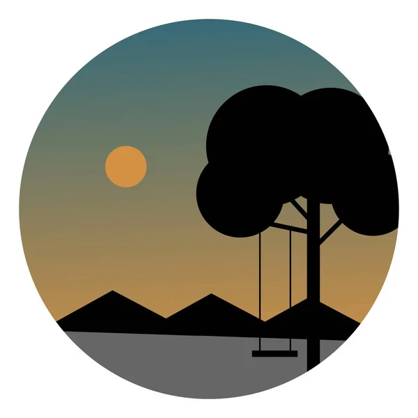 木の上でスイング イラスト 白い背景のベクトル — ストックベクタ