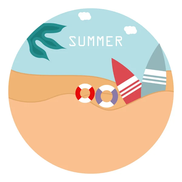 Sommar Strand Illustration Vektor Vit Bakgrund — Stock vektor