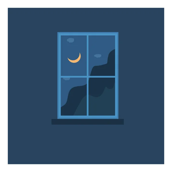 Night Window Illustration Vector White Background — Stock Vector
