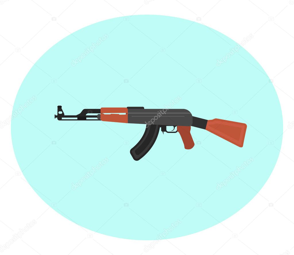 Big AK47 , illustration, vector on a white background.