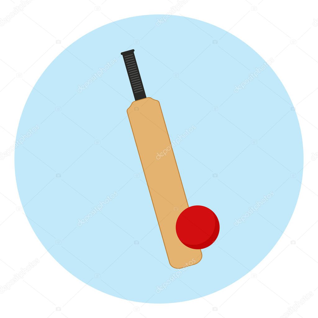 Cricket bat, illustration, vector on a white background.