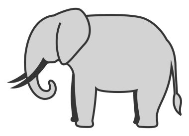 Gri fil, illüstrasyon, beyaz arkaplan vektörü.