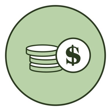 Bozuk para yığını, illüstrasyon, beyaz arkaplan üzerindeki vektör.