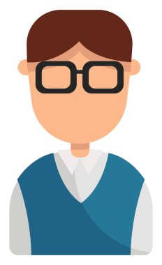 Gözlüklü adam, illüstrasyon, beyaz arkaplanda vektör.