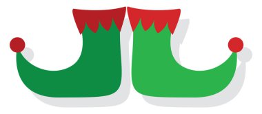 Elfler yeşil ayakkabılar, illüstrasyon, beyaz arkaplanda vektör.