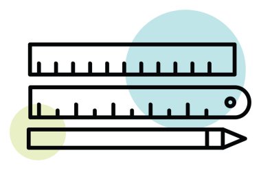 Mavi kalem ve hükümdar, illüstrasyon, beyaz arkaplan üzerinde vektör.