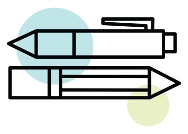 İki mavi kalem, illüstrasyon, beyaz arkaplanda vektör.