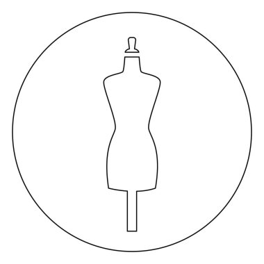 Beyaz bir daire içinde beyaz dikiş mankeni, illüstrasyon, beyaz arkaplan üzerinde vektör.