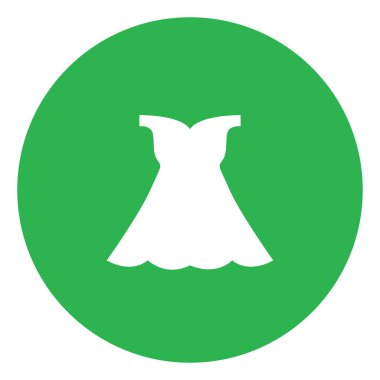 Yeşil dairedeki beyaz elbise, illüstrasyon, beyaz arkaplan üzerindeki vektör.