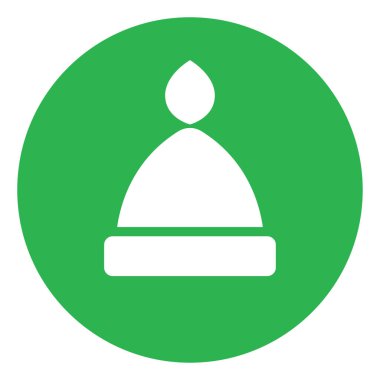 Yeşil çemberdeki kış şapkası, illüstrasyon, beyaz arkaplanda vektör.