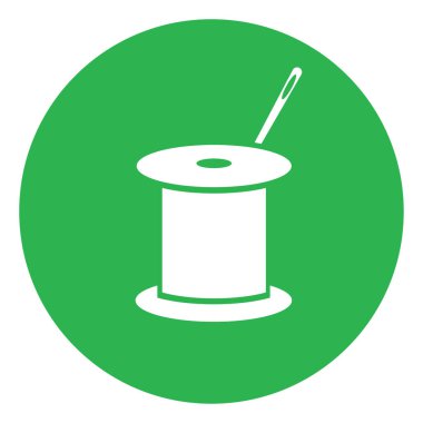 Beyaz arkaplan üzerinde iğne, illüstrasyon, vektör olan beyaz dikiş ipliği.