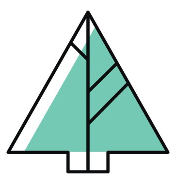 Açık yeşil köknar ağacı, üç siyah çizgi, illüstrasyon, beyaz arkaplanda vektör.