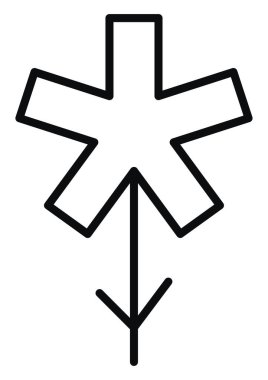 Beş uzun dikdörtgen taç yapraklı beyaz çiçek ve uzun gövde, illüstrasyon, beyaz arkaplan üzerinde vektör.