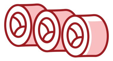 Kırmızı suşi ruloları, illüstrasyon, beyaz arkaplanda vektör.