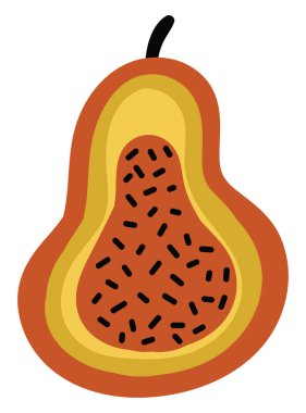 Portakal kabağı ortadan ikiye, illüstrasyon, beyaz arkaplanda vektör.