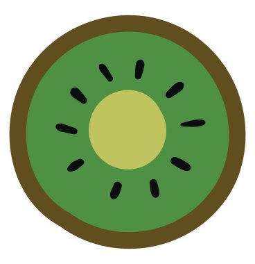 Yeşil kivi meyvenin yarısı, illüstrasyon, beyaz arkaplan vektörü.