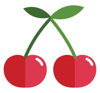 Kırmızı kiraz, illüstrasyon, beyaz arkaplanda vektör.