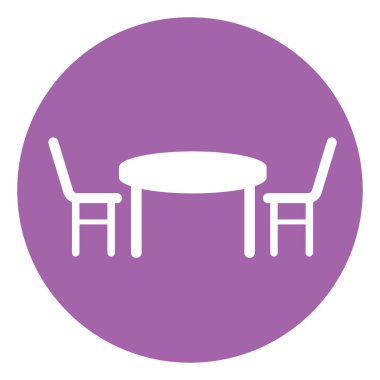 Masa ve sandalyeler, illüstrasyon, beyaz arkaplan üzerindeki vektör.