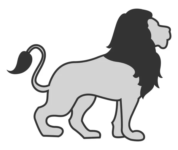 Grey Lion Ilustrasi Vektor Pada Latar Belakang Putih - Stok Vektor