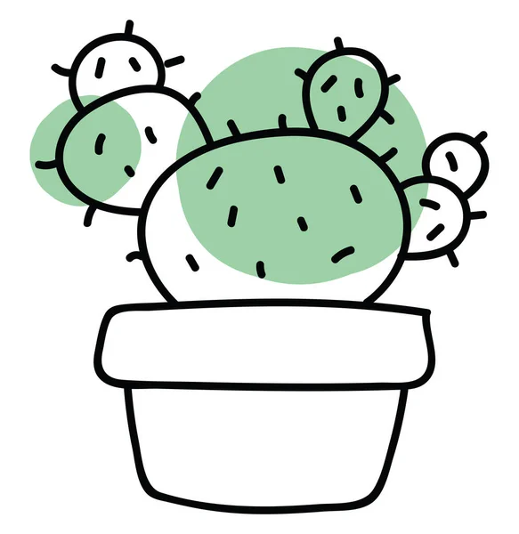Cactus Grande Con Cactus Bebé Ilustración Vector Sobre Fondo Blanco — Vector de stock