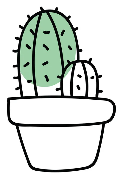 Två Kaktusar Kruka Illustration Vektor Vit Bakgrund — Stock vektor