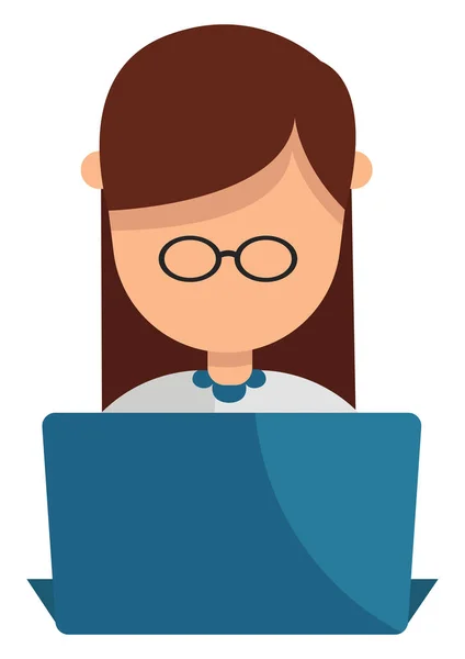 Menina Trabalhando Seu Laptop Ilustração Vetor Fundo Branco —  Vetores de Stock