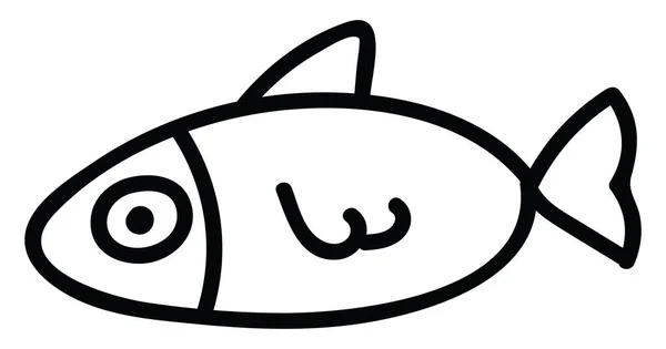 Pesce Bianco Con Coda Piccola Illustrazione Vettore Sfondo Bianco — Vettoriale Stock