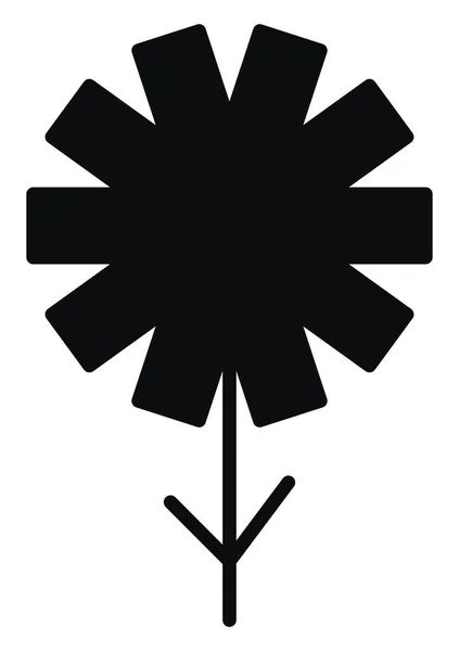 Черный Цветок Десятью Широкими Лепестками Иллюстрация Вектор Белом Фоне — стоковый вектор