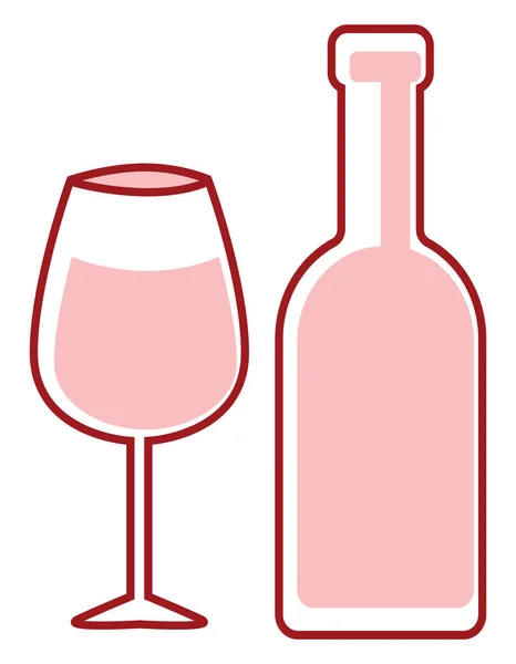Vinflaska Och Glas Illustration Vektor Vit Bakgrund — Stock vektor