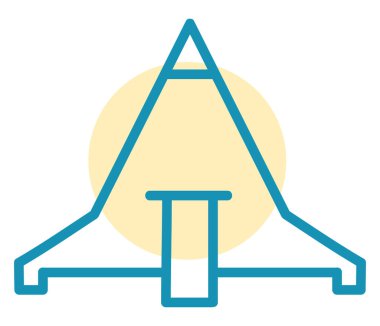 Üçgen uzay roketi, resimleme, beyaz arkaplan üzerindeki vektör.