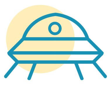 İstila UFO 'su, illüstrasyon, beyaz arkaplan üzerindeki vektör.