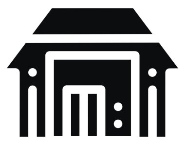 Wide black house, illustration, vector on white background.