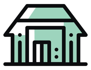 Mint green house, illustration, vector on white background.