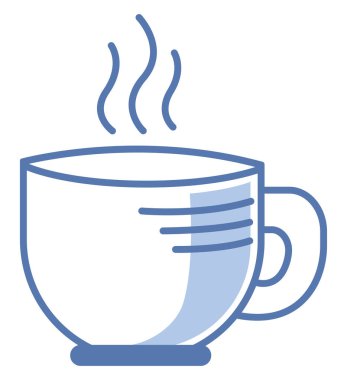 Blue cup of hot beverage, illustration, vector on white background.