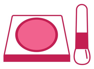 Bright pink blush and brush, illustration, vector on white background.
