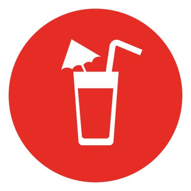 Drink in a glass with an umbrella, illustration, vector on white background.