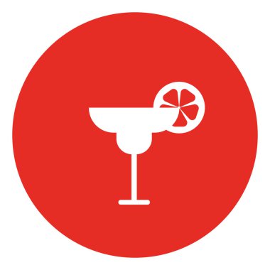 Coctail with a slice of lemon, illustration, vector on white background.