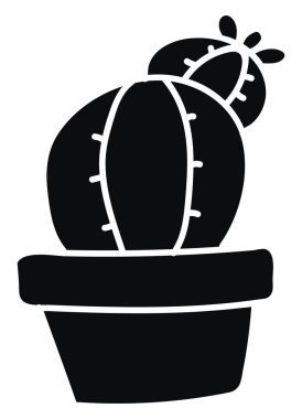 Two black cactuses with a flower, illustration, vector on white background.