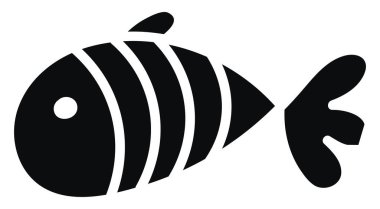 Black fish with four white stripes, illustration, vector on white background.