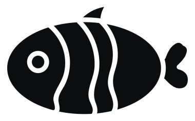 Round shape fish with lines, illustration, vector on white background.